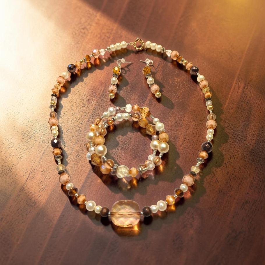 Handcrafted Touch of Earth Jewelry Set – Necklace Bracelet & Earrings