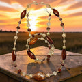 Handcrafted Prairie Sunset Amber Jewelry Set – Necklace Bracelet & Earrings